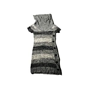 Red Paint Sweater Dress Womens Small‎ Gray Black Space Dye Cowl Neck Side Button